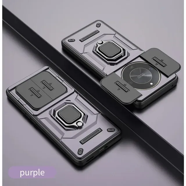 For Honor 90 X9a X9b Magic 5 6 Magic5 Magic6 Lite Armor Phone Case with Slide Camera Lens Protection Ring Holder Bracket_voghion.com