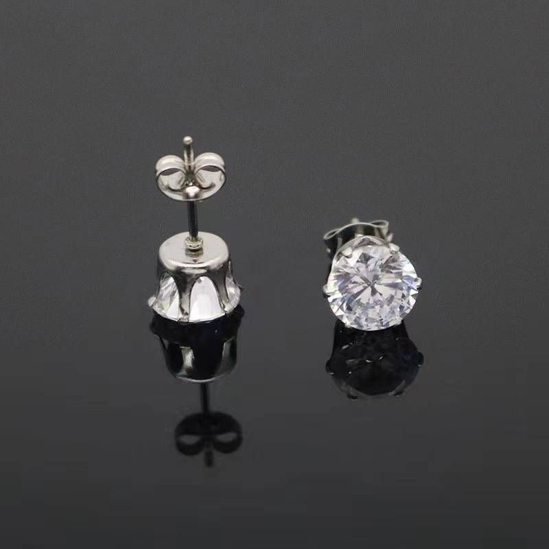 Orecchini unisex con zirconi avanzati, semplici e di piccole dimensioni, con foro per le orecchie, Super Flash Size_voghion.com