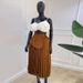 Women's clothing style fashion high waist design A-line pleated mid-length skirt_voghion.com