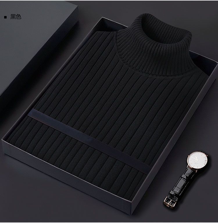 Herren-Rollkragenpullover im koreanischen Stil – Verdickte, lockere Passform für Herbst und Winter (Weiß/Schwarz/Bläulich, M-3XL)_voghion.com