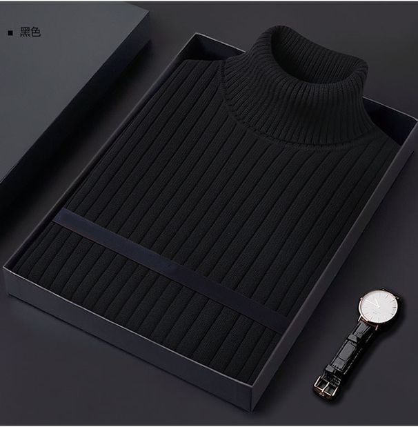 Herren-Rollkragenpullover im koreanischen Stil – Verdickte, lockere Passform für Herbst und Winter (Weiß/Schwarz/Bläulich, M-3XL)_voghion.com