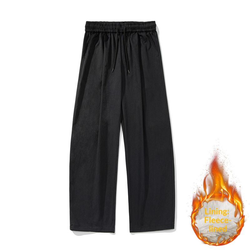 Pure Pleated Design Scimitar Casual Men 2025 Spring Style Long Retro Loose Trendy Brand Slightly Tapered Drawstring Pants_voghion.com