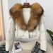 Damenbekleidung Winter neue kurze modische warme Daunenjacke für Damen in kleiner Größe, stilvoller übergroßer Mantel mit echtem Fuchspelzkragen_voghion.com