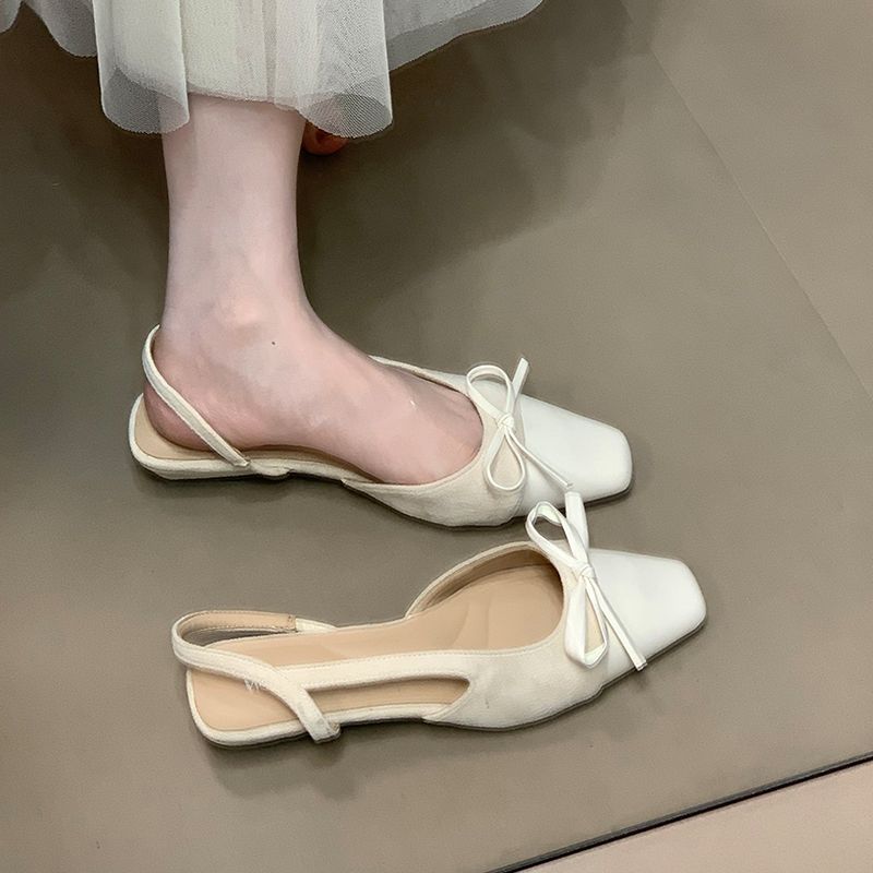 Lancui, nouvelles chaussures de soirée élégantes de style français avec bride arrière, sandales polyvalentes à talon bas et bout fermé avec nœud_voghion.com