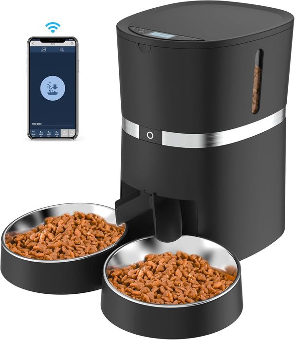 Futterautomat inteligente Katze & Perro, WiFi Automatischer Futterspender Für 2 Katze, Comedero para mascotas con temporizador, Ton-Aufnahmefunktion, App-Steuerung, Porti_voghion.com
