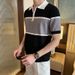 Herrenbekleidung Lässiges Poloshirt mit Kontrastfarbennähten Herren Kurzarm Sommer Neue Version Lose Reißverschluss Revers Halbarm T_voghion.com