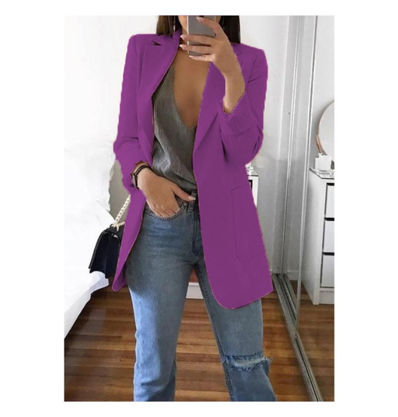 Fashion lapel slim cardigan temperament women's large Blazer_voghion.com