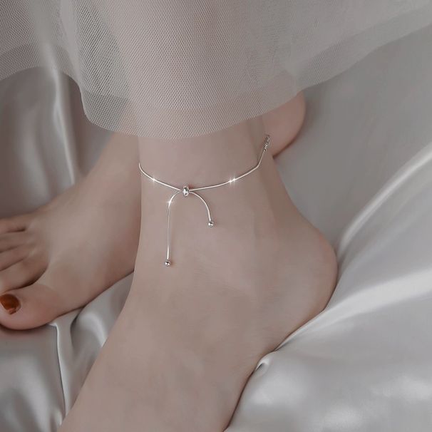 High-End Pull-Style Tassel Couple Anklet Titanium Steel Non-Fading Ins Niche Design Versatile Elegant Ankle Chain_voghion.com