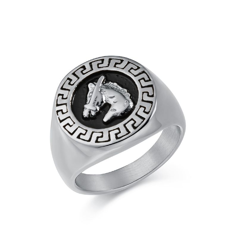 Retro hestehoved titanium stålring ring mænd niche personlighed high-end design sans slid smykker_voghion.com