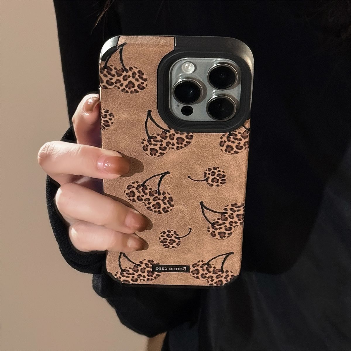 Unbeatable Quality Sweet Cool Leopard Pattern Cherry Iphone16 Mobile Phone Shell For IPhone 15promax Suede 14 Stuffed Rope 13 Soft_voghion.com