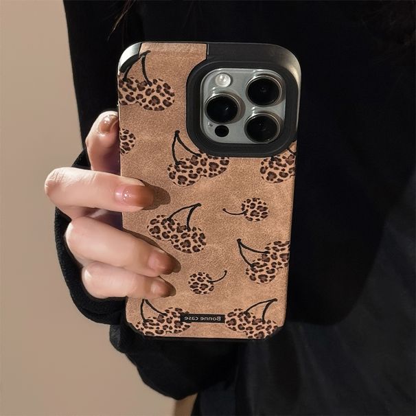 Unbeatable Quality Sweet Cool Leopard Pattern Cherry Iphone16 Mobile Phone Shell For IPhone 15promax Suede 14 Stuffed Rope 13 Soft_voghion.com