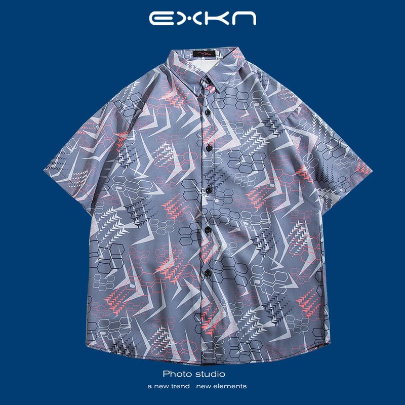 Herrenbekleidung Strandblumenhemd Herren Kurzarm Sommer dünne lockere Paarkleidung Strandurlaub Freizeitoberteile Jacke_voghion.com