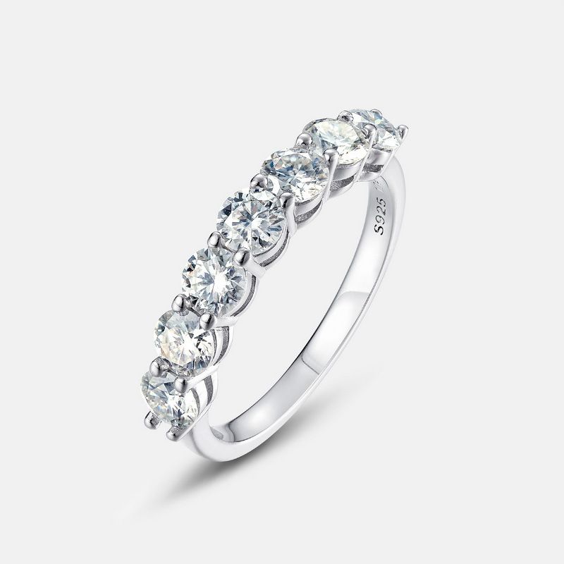 Anelli di coppia moissanite per donna, anelli con fila singola di diamanti, argento S925 intarsiato con pietre preziose colorate, anelli impilati, semplici_voghion.com