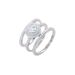 Ensemble de bagues pour femme en oxyde de zirconium - 3 bagues géométriques empilables en cuivre plaqué rhodium, motifs tendance cœur/carré/larme/ovale_voghion.com