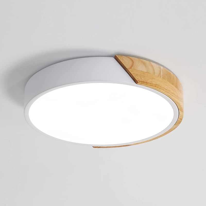 LED Deckenleuchte 24W, 30*30*5 CM, Holz & PVC_voghion.com