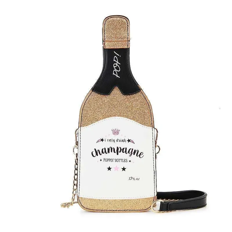 Sac à main et pochette de soirée fantaisie en forme de bouteille de champagne pour femme, modèle 2025, avec chaîne et paillettes dorées_voghion.com