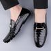 Loafu-Schuhe, Herrenschuhe mit Krokodilmuster, elegante Herrenschuhe, Doudou-Lederschuhe_voghion.com