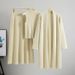 K Lazy Style Women's Knitted Suit With Sleeveless Vest, Sweater Cardigan And Skirt Set._voghion.com
