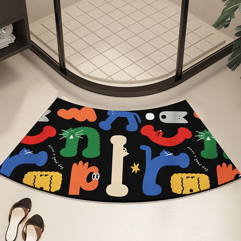 Curved Bathroom Floor Mat Diatom Mud Strong Water Absorbent Foot Mat Bathroom Door Anti Slip Anti Fall Carpet Bathroom Mat_voghion.com