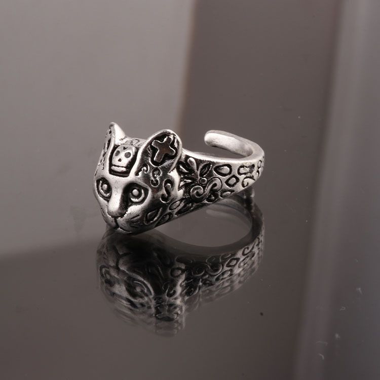 Patterned cat for men women in 2022, new trendy ins, niche design, index finger ring, fashionable and personalized ring_voghion.com