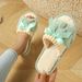 Chaussons plats Zees EVA Foreign Trade pour femmes, style décontracté, en coton, avec nœud papillon, antidérapants et tendance._voghion.com