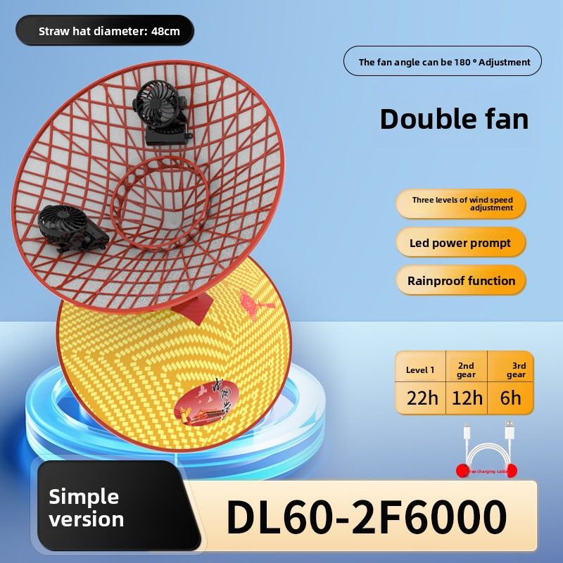 Solar Powered Double Fan Summer Sun Protection Straw For Farmers Outdoor Tea Picking Fishing Fisherman Hat_voghion.com