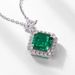 Négyzet alakú, művelésű smaragd medál S925 ezüstből, teljes berakásos, ragyogó színű drágakő medál lámpával, luxus_voghion.com