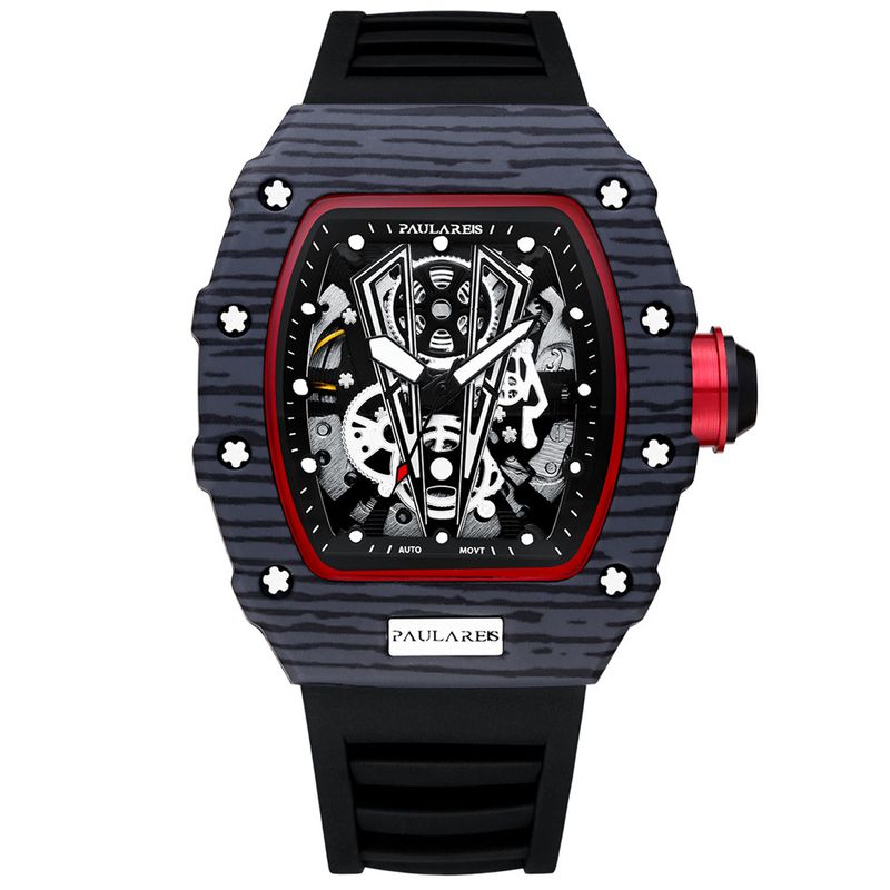 Full Automatic Mechanical Luminous Tape Richard Barrel Men's Watch_voghion.com