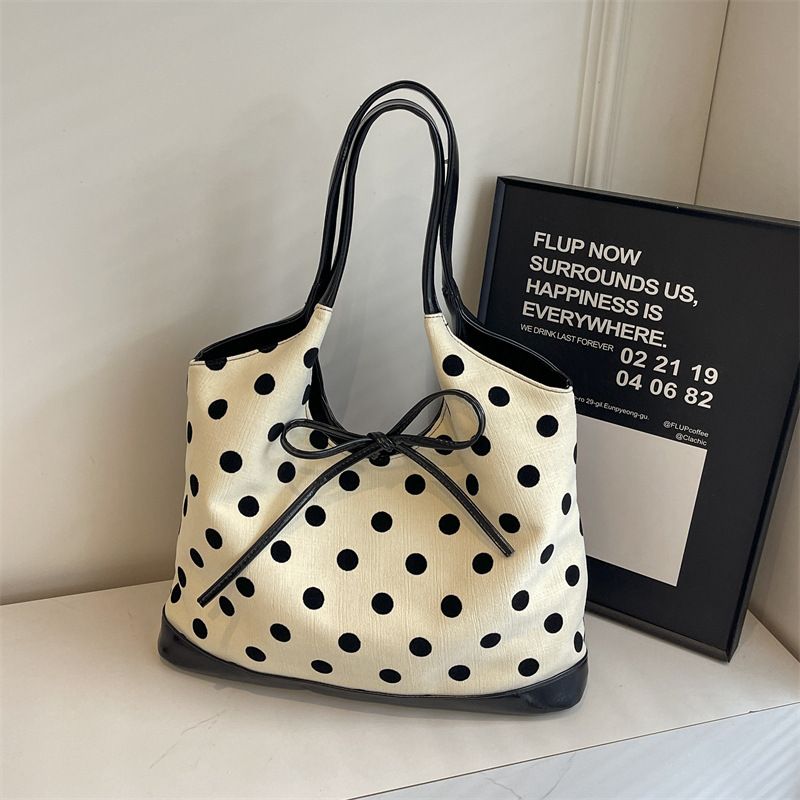2025 Fall/Winter New Commuter Shoulder Bag Women's Polka Dot Tote Bag Large Capacity_voghion.com