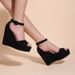 Wildleder Plattform Plattform High Heels Damen neue Fischmaul Tasche mit einer Linie Gürtel Mode Sandalen_voghion.com