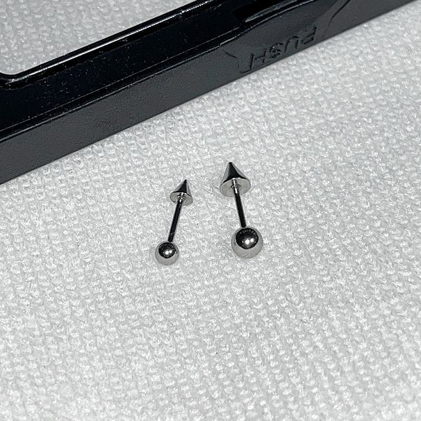 Orecchini a forma di corno di diavolo in acciaio al titanio, con perno in osso, cono appuntito, semplice, punk, hip hop, trendy e cool_voghion.com