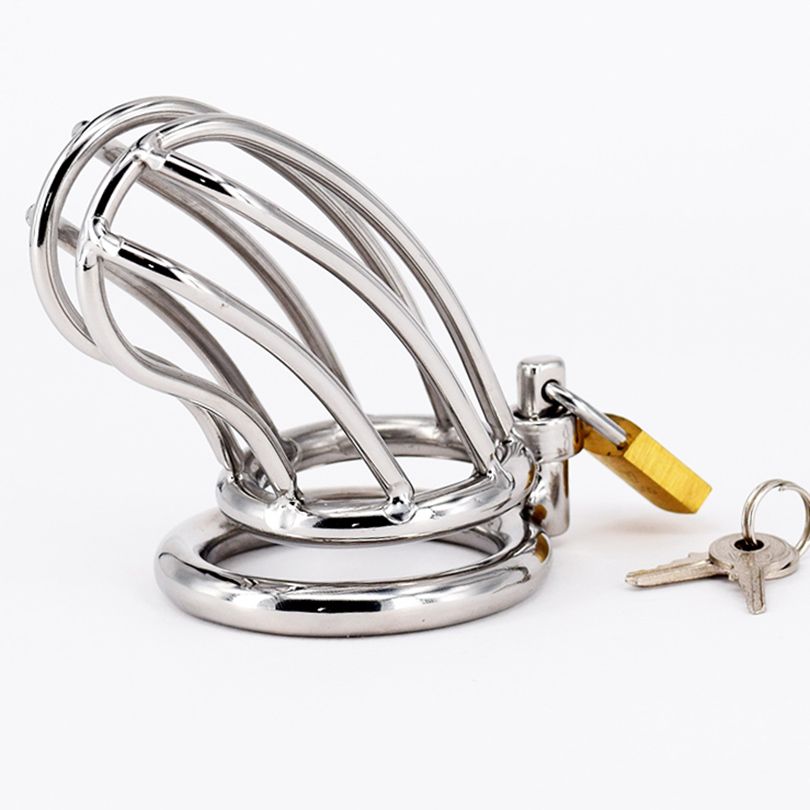 Male Devices Stainless Steel Cage For Men Metal Chastity Belt Ring Sex Toys Lock Bondage Adult Products_voghion.com