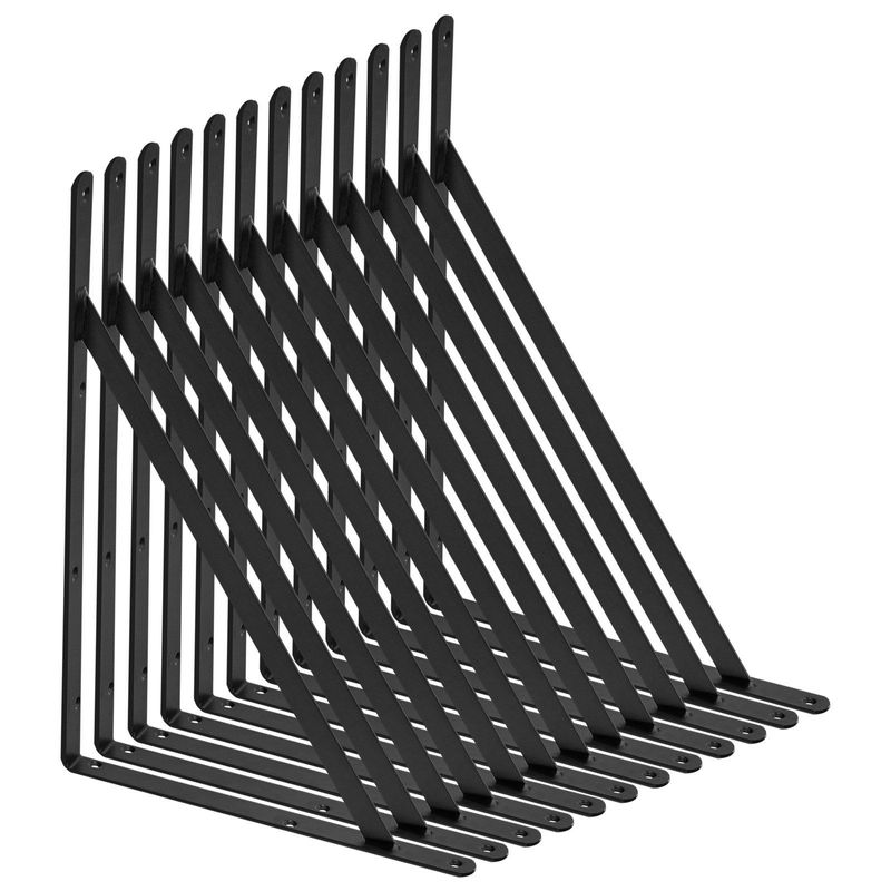 VEVOR Shelf Bracket, 18 X 12 In 12 Pcs, Heavy Duty Floating Shelf Brackets, Brackets For Shelves, 3mm Thick Matte Black Triangle Shelf Bracket,Steel Shelving Brackets With 160 Lbs Load Capacity_voghion.com