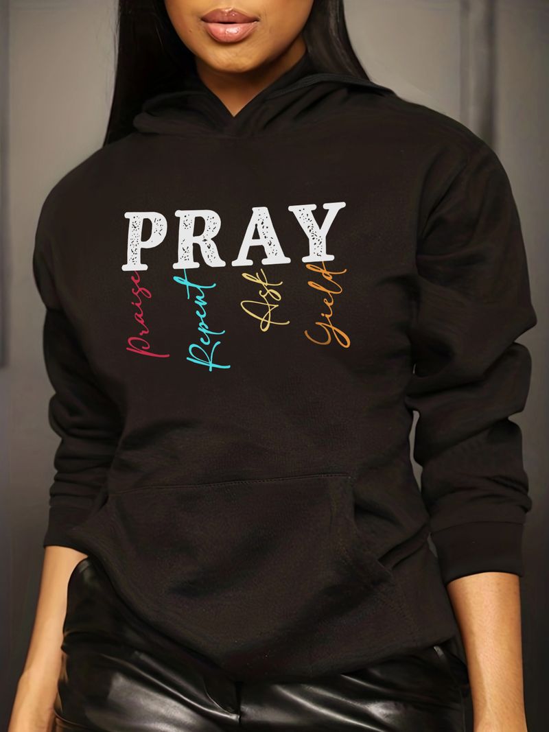 European and American Hooded Fleece Sweater Casual Fashion Autumn and Winter Cotton Printed Women's Clothes_voghion.com