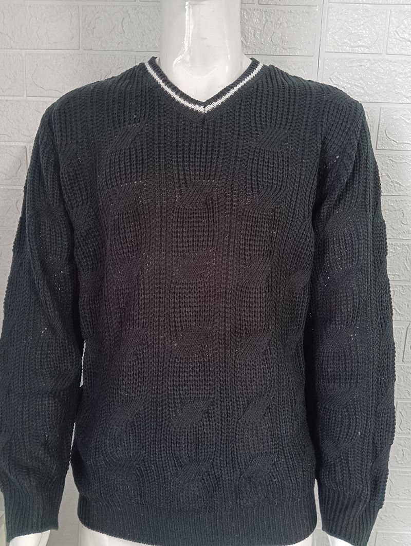 Maglione da uomo con scollo a V moda slim fit a maniche lunghe maglia top nuovo maglione autunno e inverno_voghion.com