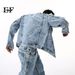 Herrenbekleidung Neue Produkte Hong Kong Style Retro Kurze Jeansjacke Gerade Lose Jeans Set Trendy_voghion.com