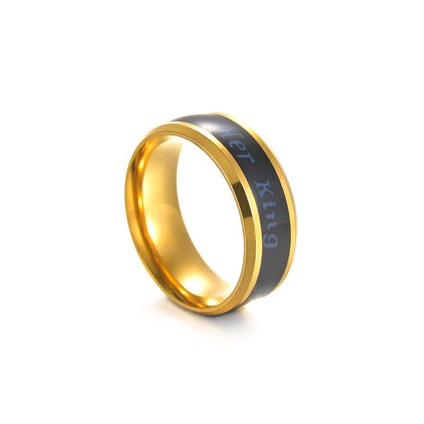 Display della temperatura con rilevamento della temperatura per uomo e donna Anello King e Queen in acciaio al titanio_voghion.com