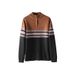 Maglione vintage in maglia color-block con collo con cerniera, pullover a righe per uomo, stile retrò autunno-inverno, comodo ed elegante_voghion.com