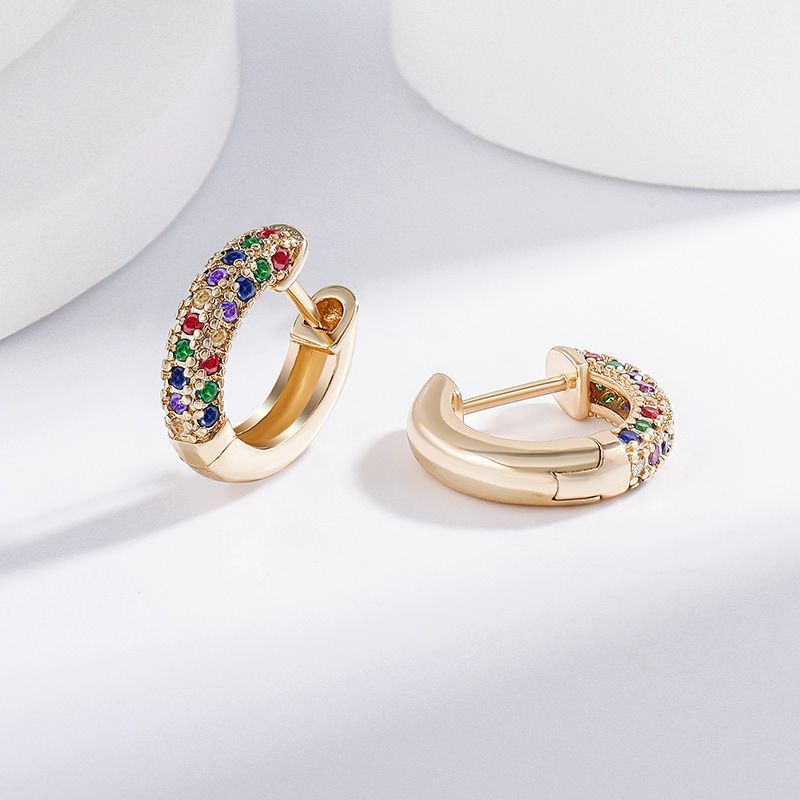 Fashion Mixed Color Zircon Ear Buckles Micro Inlaid With Dias Temperament Queen Earrings_voghion.com