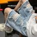 Men's Distressed Denim Shorts - Summer Casual Ripped Boyfriend Shorts With Raw Hem, Relaxed Fit & Vintage Style_voghion.com