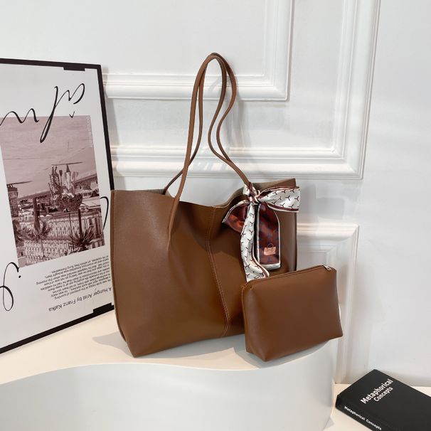 Women's Bags Large Capacity Casual Texture Fashion Solid Color Retro Silk Scarf Stylish Commuter Tote Shoulder Bag_voghion.com