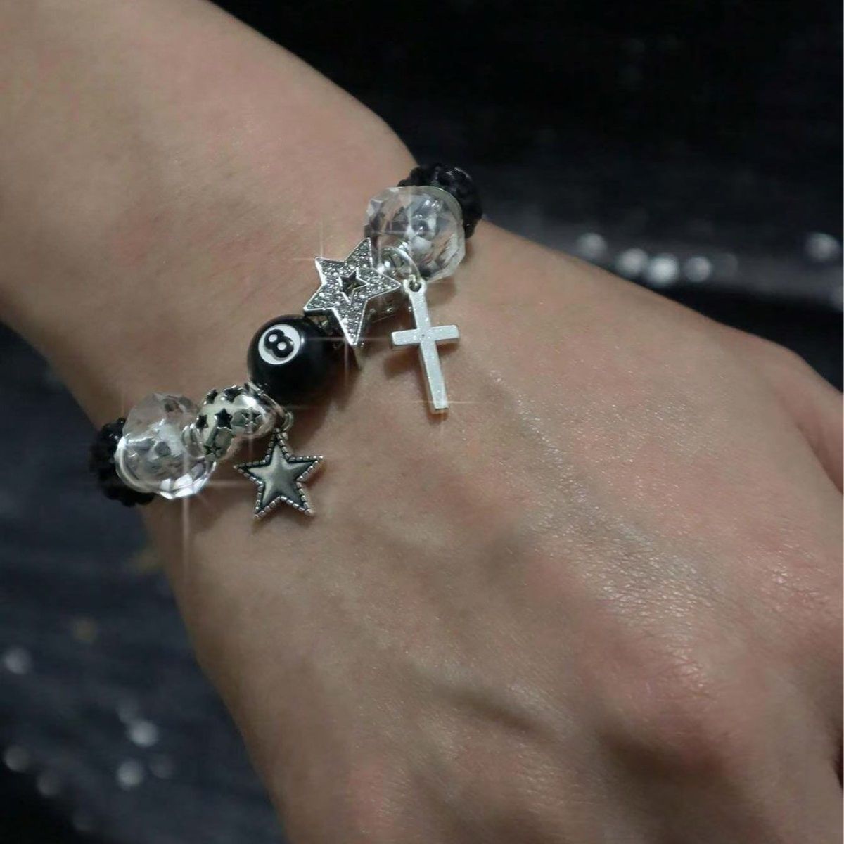 Bransoletka z krzyżem z cyrkonii syntetycznej nr 8 Ball Star DIY dla kobiet o wyjątkowym designie_voghion.com