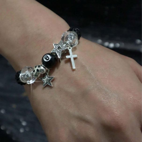 Bransoletka z krzyżem z cyrkonii syntetycznej nr 8 Ball Star DIY dla kobiet o wyjątkowym designie_voghion.com
