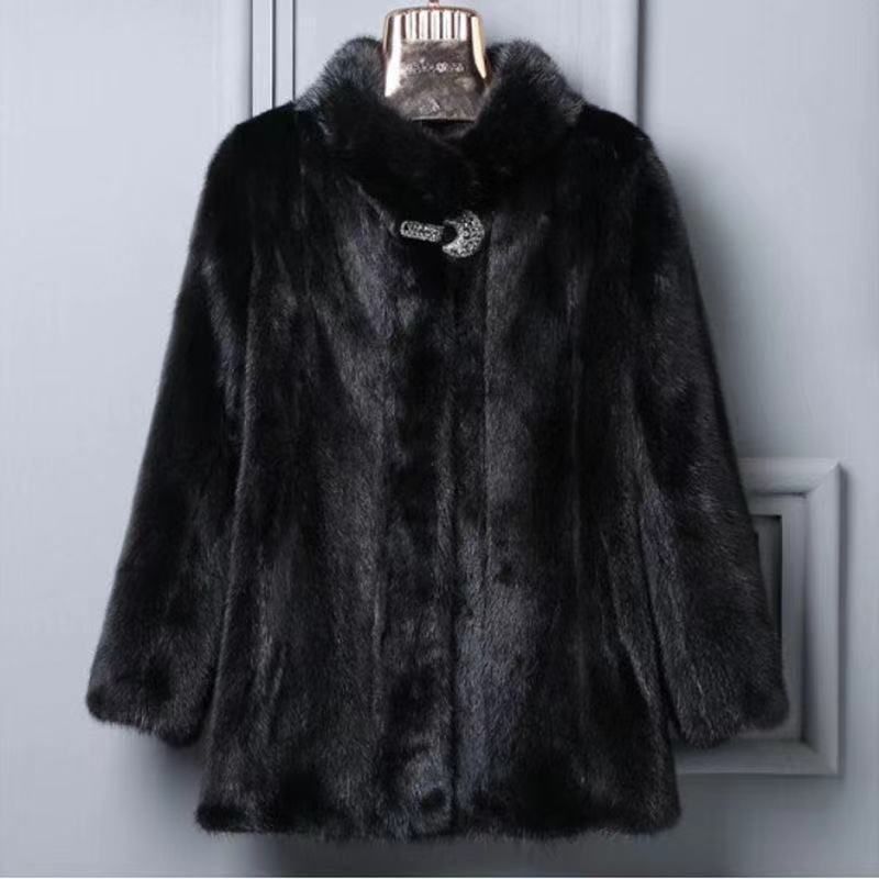 Women's Faux Mink Jacket – Chic Short-Length Faux Fur Coat With Stand Collar (Petite To Plus Sizing)_voghion.com
