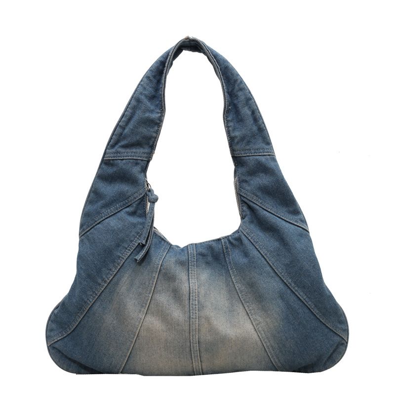 Geantă de subraț din denim uzat, primăvara 2024, geantă vintage retro nouă, geantă de umăr din pânză, model casual, pentru navetiști_voghion.com