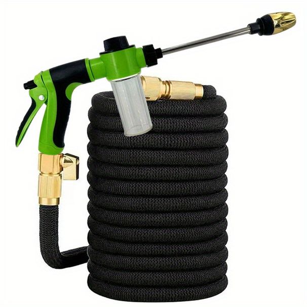High-pressure Car Wash Hose Kit With Metal Fittings, US Standard Thread - Suitable For Car Washing, Gardening, And Pet Bathing._voghion.com
