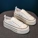 Dame Platform Lærredsko Ny Stil Små Afslappet Sportsbrætsko All-Match Eksplosive Små Hvide Sko_voghion.com