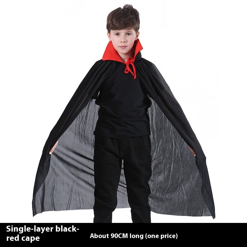 Halloween copii machiaj adult costum recuzită roșu și negru cu față guler în picioare moarte pirat pelerină_voghion.com