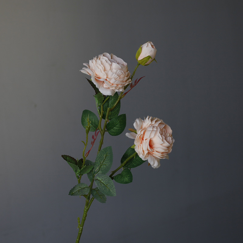  Nordic simple floral simulation flower silk flower multi-layer 3-head small rose wedding peony vase flower arrangement_voghion.com