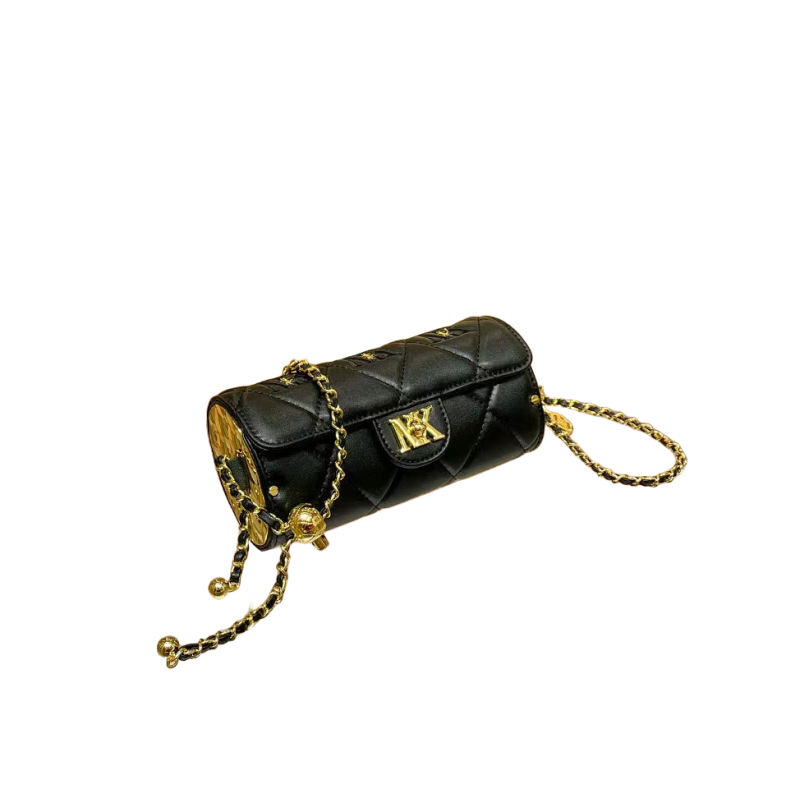 Mini women's bag classic cylinder diamond chain crossbody small round bag_voghion.com